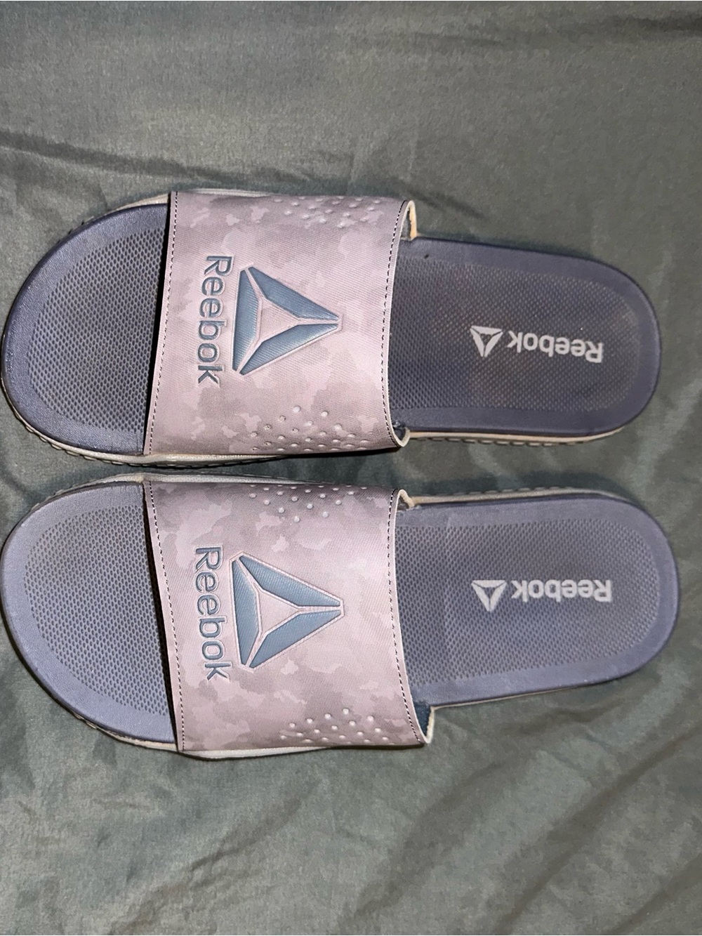 Reebok Gray Camo Men’s Slide Sandals with Logo